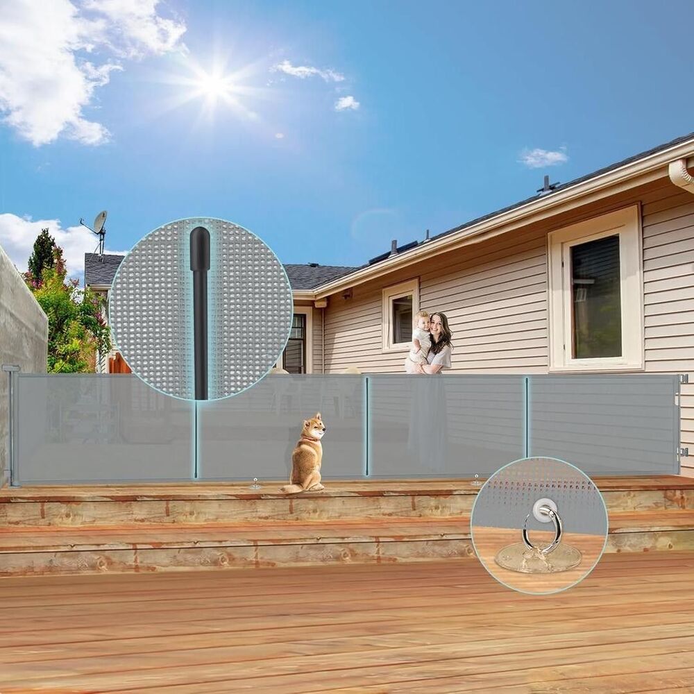 200'' Retractable Baby Gates Extra Wide,34" Tall Retractable Dog Gate Grey